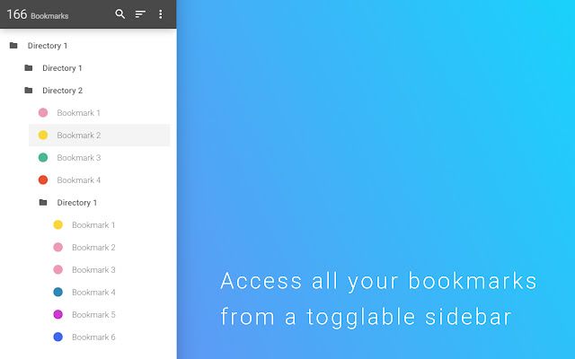 A screenshot of Bookmark Sidebar, an extension to customize Chrome.
