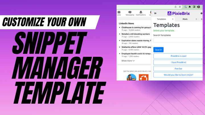 Customize the Snippet Manager Mod Template