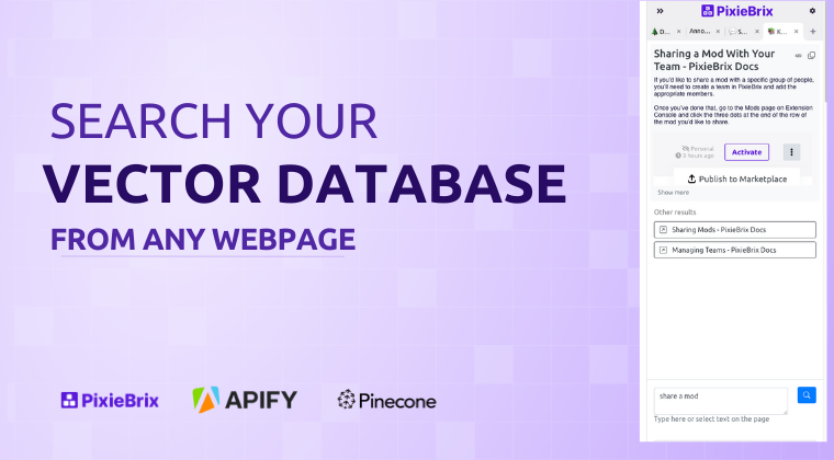 Search your vector database from any webpage